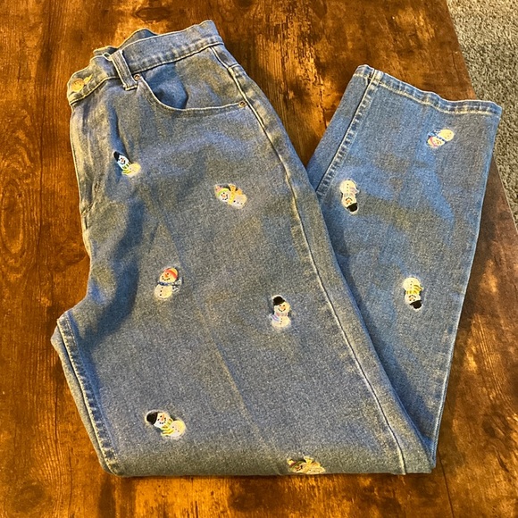 Quacker Factory MOM snowman jeans size 10 Runs small - Picture 1 of 8